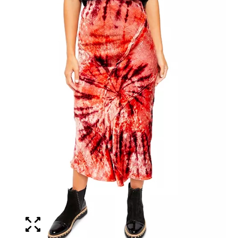 Free People Serious Swagger Tie Dye Velvet Midi Maxi Skirt NWT XS